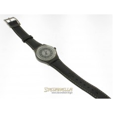 SWATCH Black Deco stop-watch quarzo cassa plastica nera e cinturino pelle new